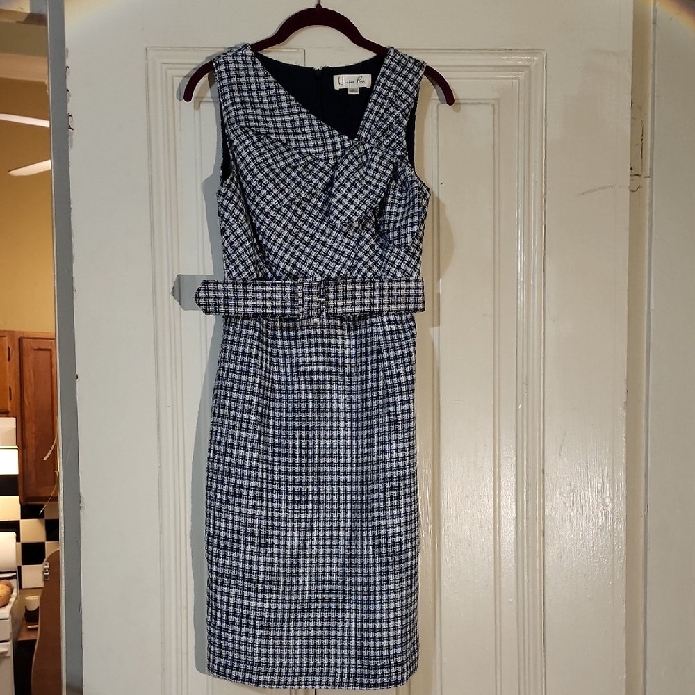 Elegant Asymmetrical Houndstooth Dress